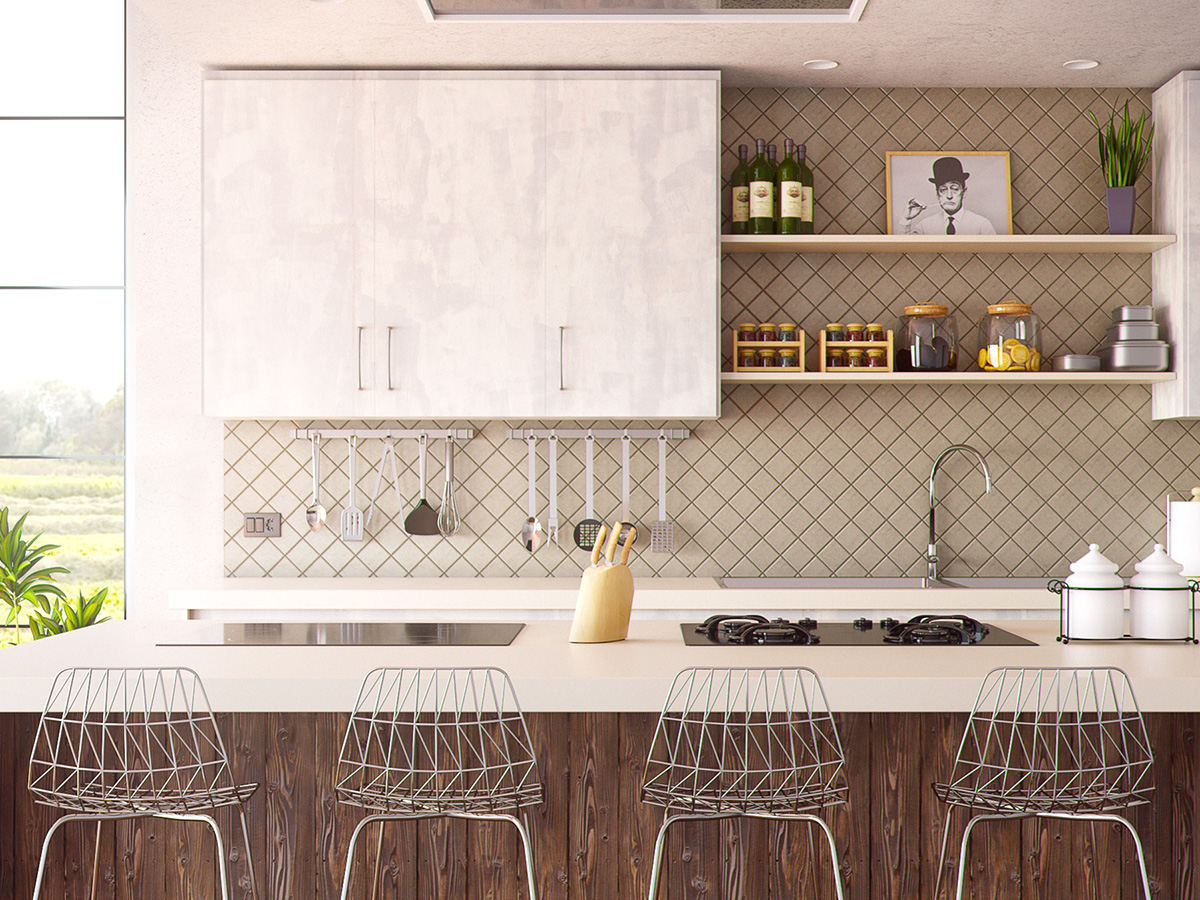 Open shelves in a nice kitchen