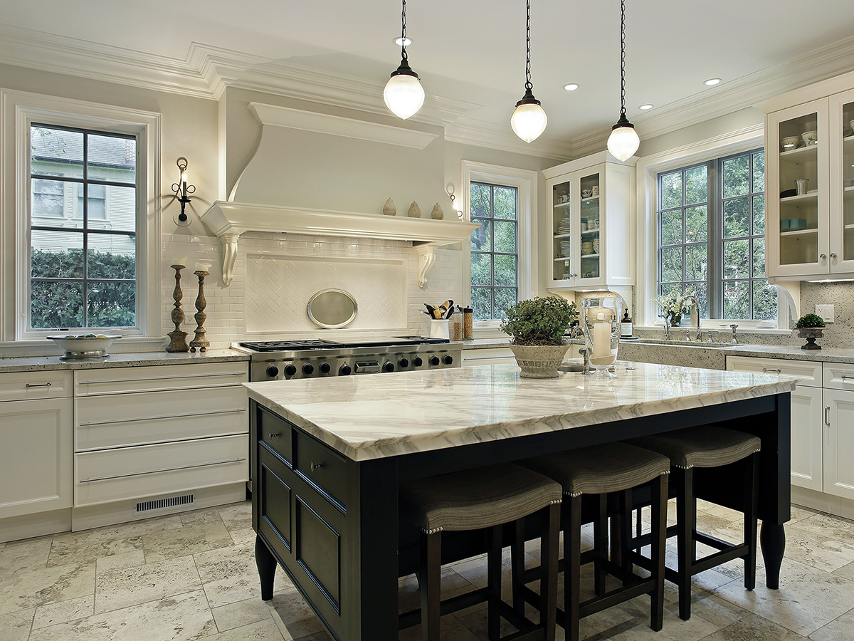 Cabinet racks in a clean kitchen
