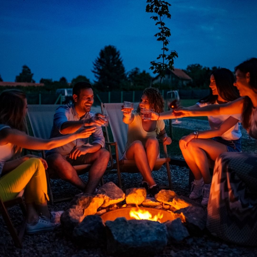 fire pit with people around